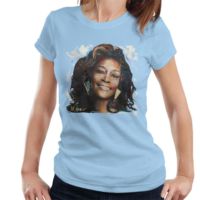 Sidney Maurer Original Portrait Of Whitney Houston White Womens T-Shirt - Womens T-Shirt