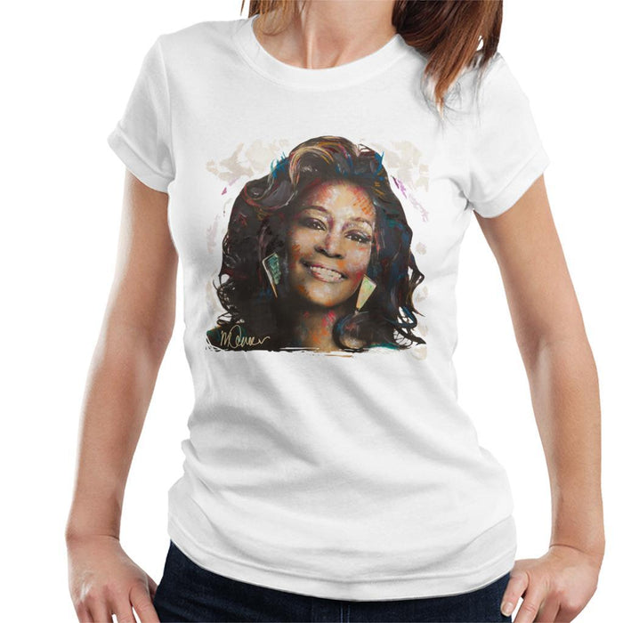 Sidney Maurer Original Portrait Of Whitney Houston White Womens T-Shirt - Womens T-Shirt