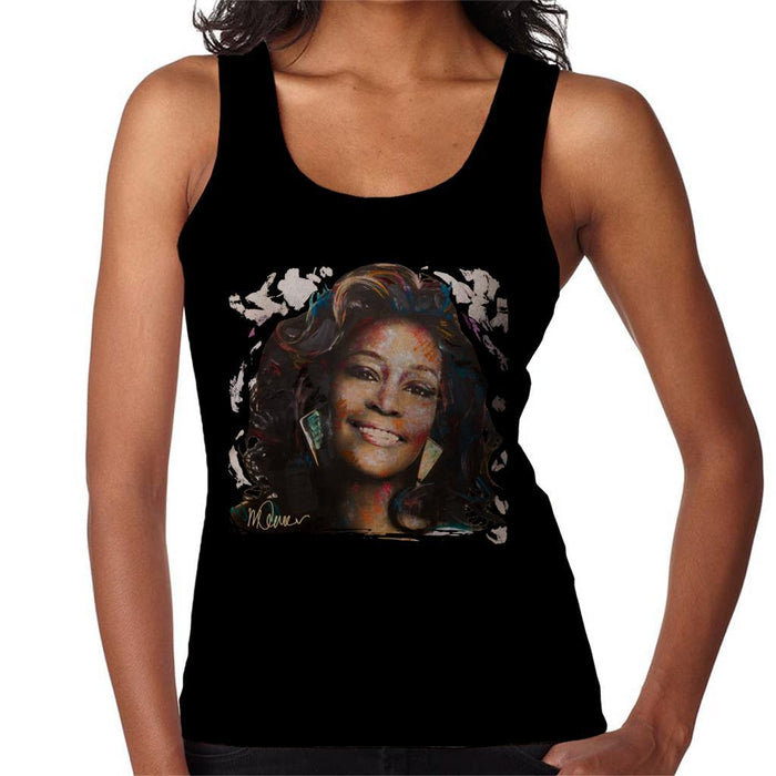 Sidney Maurer Original Portrait Of Whitney Houston White Womens Vest - Womens Vest