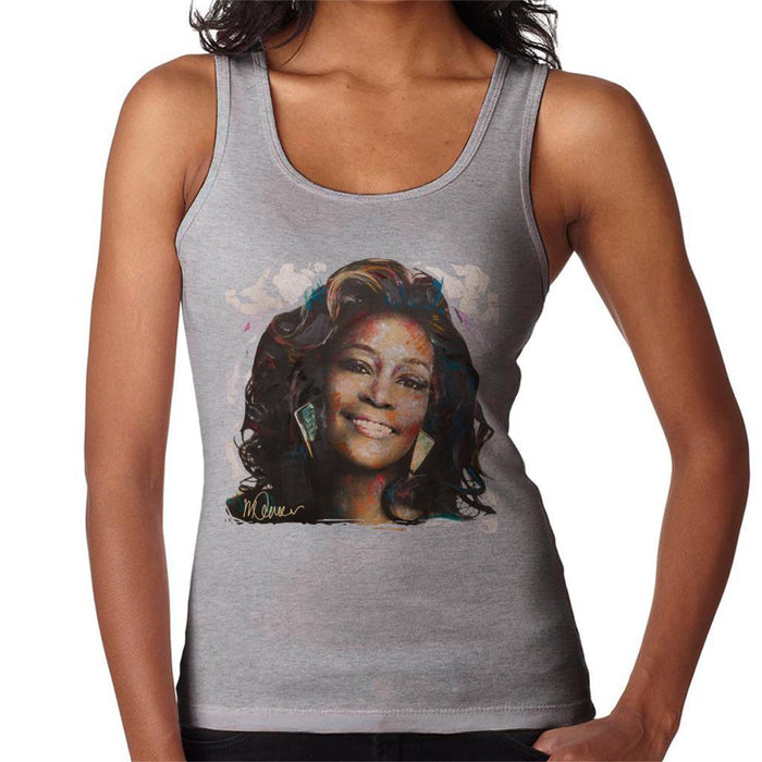 Sidney Maurer Original Portrait Of Whitney Houston White Womens Vest - Womens Vest