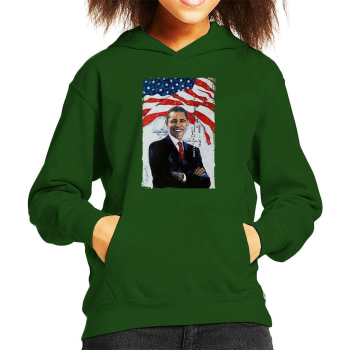 Sidney Maurer Original Portrait Of Barack Obama Kids Hooded Sweatshirt - Kids Boys Hooded Sweatshirt