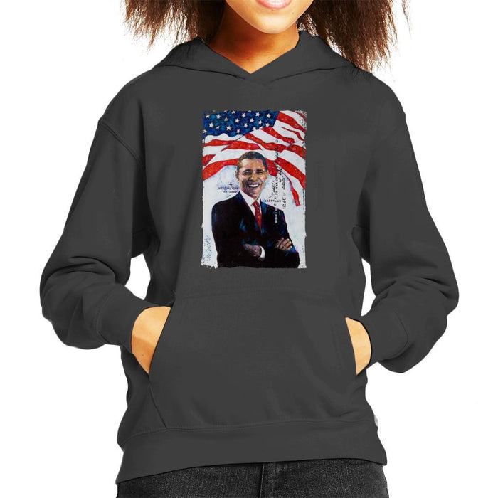 Sidney Maurer Original Portrait Of Barack Obama Kids Hooded Sweatshirt - Kids Boys Hooded Sweatshirt