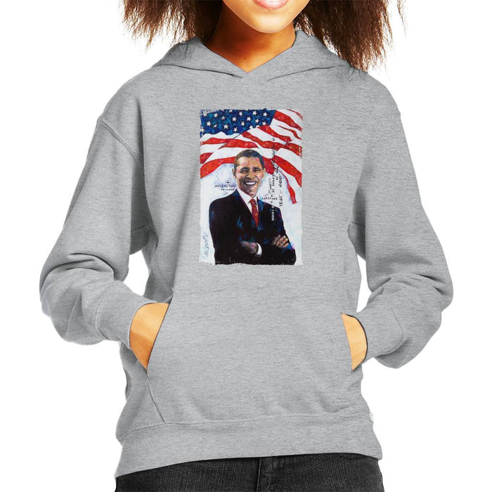 Sidney Maurer Original Portrait Of Barack Obama Kids Hooded Sweatshirt - Kids Boys Hooded Sweatshirt