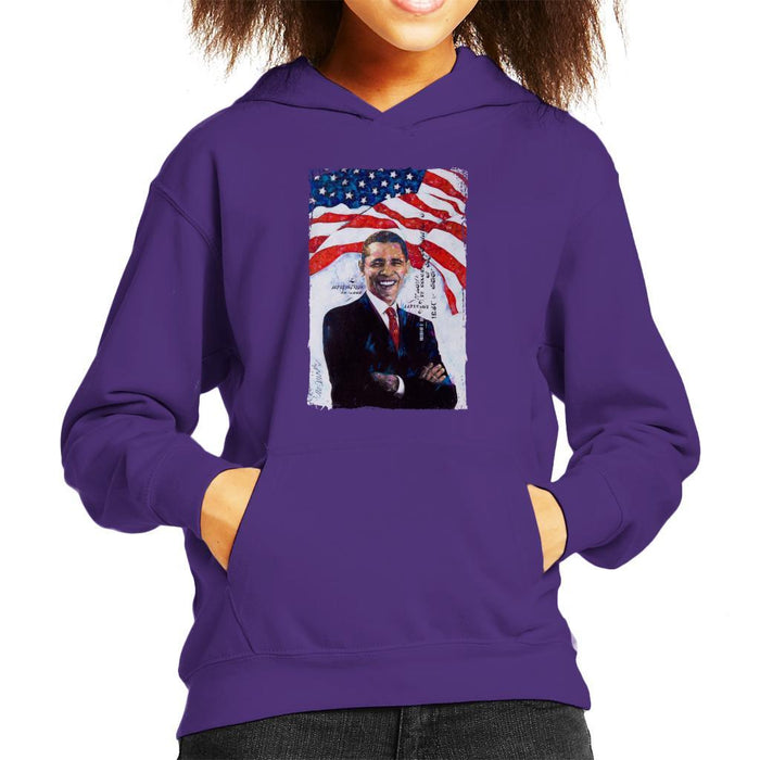 Sidney Maurer Original Portrait Of Barack Obama Kids Hooded Sweatshirt - Kids Boys Hooded Sweatshirt