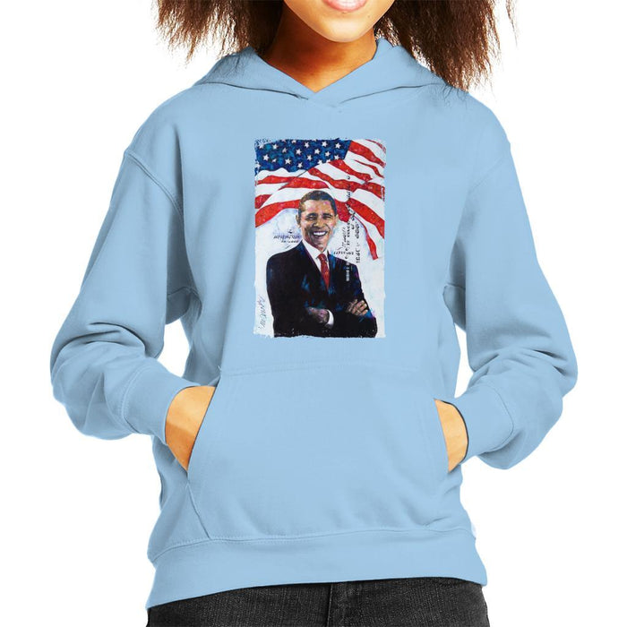 Sidney Maurer Original Portrait Of Barack Obama Kids Hooded Sweatshirt - Kids Boys Hooded Sweatshirt