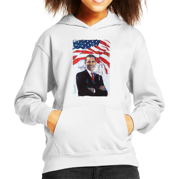Sidney Maurer Original Portrait Of Barack Obama Kids Hooded Sweatshirt - Kids Boys Hooded Sweatshirt