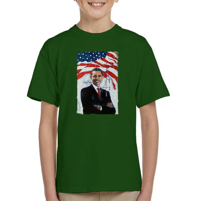 Sidney Maurer Original Portrait Of Barack Obama Kids T-Shirt - Kids Boys T-Shirt