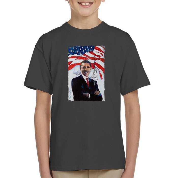 Sidney Maurer Original Portrait Of Barack Obama Kids T-Shirt - Kids Boys T-Shirt