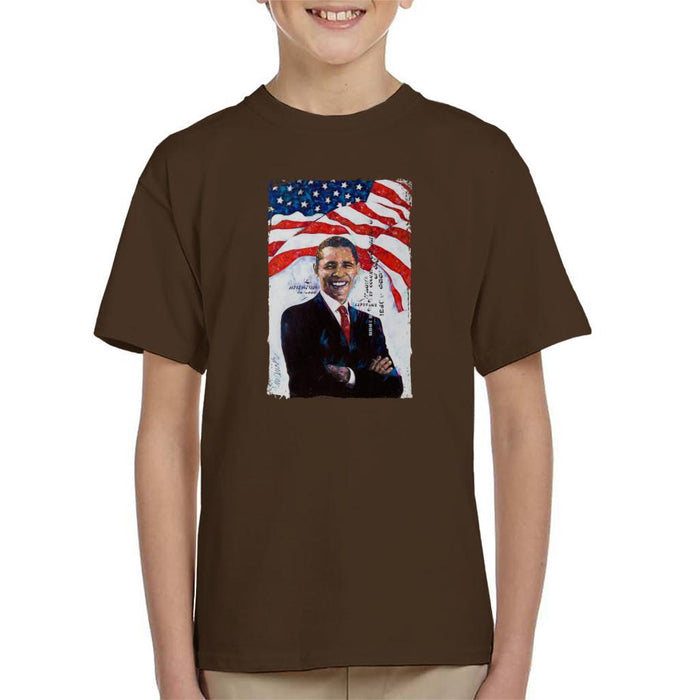 Sidney Maurer Original Portrait Of Barack Obama Kids T-Shirt - Kids Boys T-Shirt