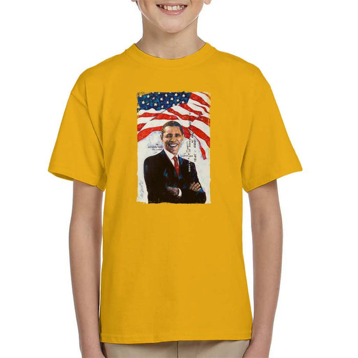 Sidney Maurer Original Portrait Of Barack Obama Kids T-Shirt - Kids Boys T-Shirt