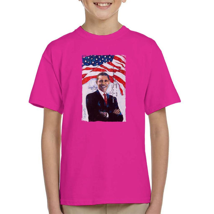 Sidney Maurer Original Portrait Of Barack Obama Kids T-Shirt - Kids Boys T-Shirt
