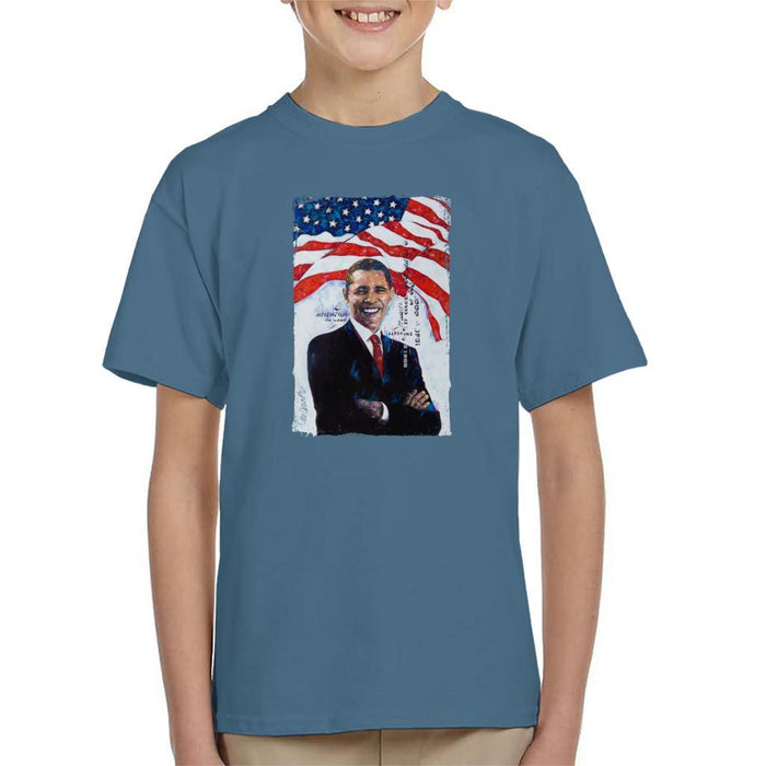 Sidney Maurer Original Portrait Of Barack Obama Kids T-Shirt - Kids Boys T-Shirt