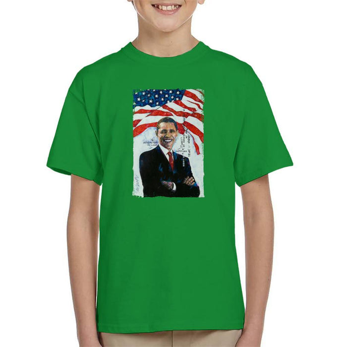 Sidney Maurer Original Portrait Of Barack Obama Kids T-Shirt - Kids Boys T-Shirt