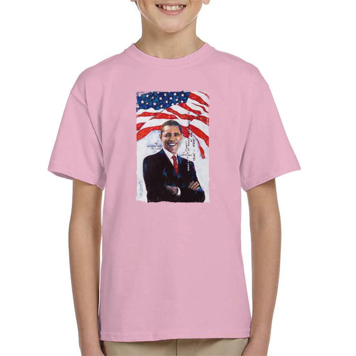 Sidney Maurer Original Portrait Of Barack Obama Kids T-Shirt - Kids Boys T-Shirt