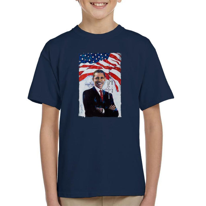 Sidney Maurer Original Portrait Of Barack Obama Kids T-Shirt - Kids Boys T-Shirt