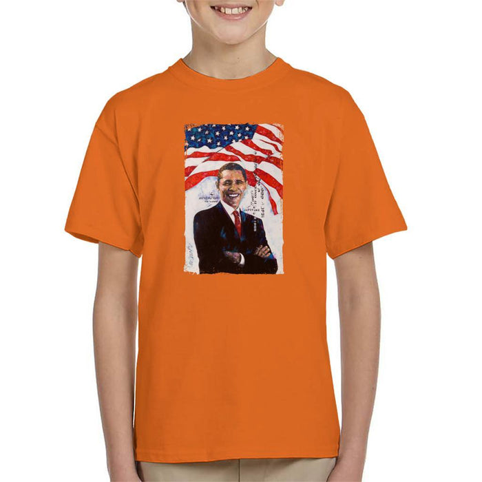 Sidney Maurer Original Portrait Of Barack Obama Kids T-Shirt - Kids Boys T-Shirt