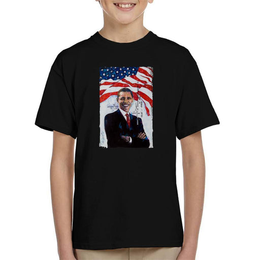 Sidney Maurer Original Portrait Of Barack Obama Kids T-Shirt - Kids Boys T-Shirt
