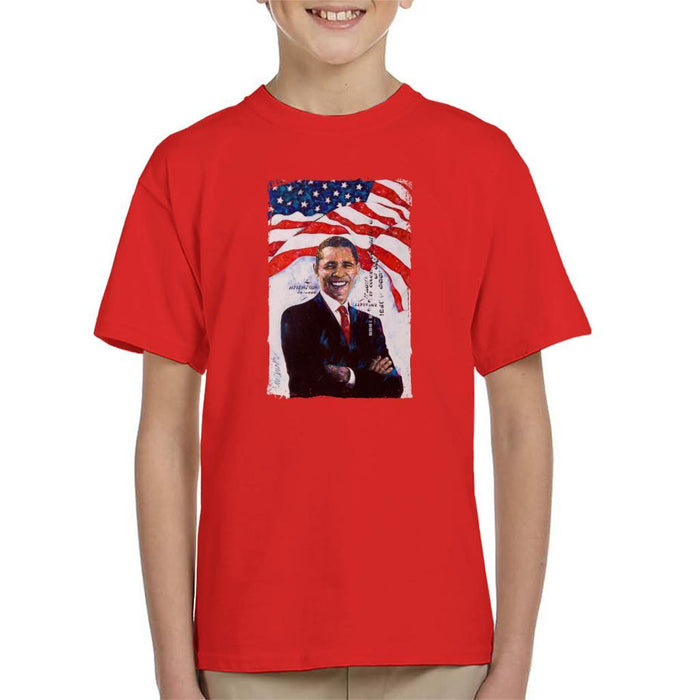 Sidney Maurer Original Portrait Of Barack Obama Kids T-Shirt - Kids Boys T-Shirt