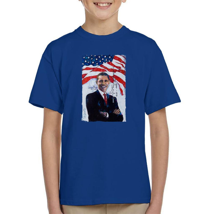 Sidney Maurer Original Portrait Of Barack Obama Kids T-Shirt - Kids Boys T-Shirt