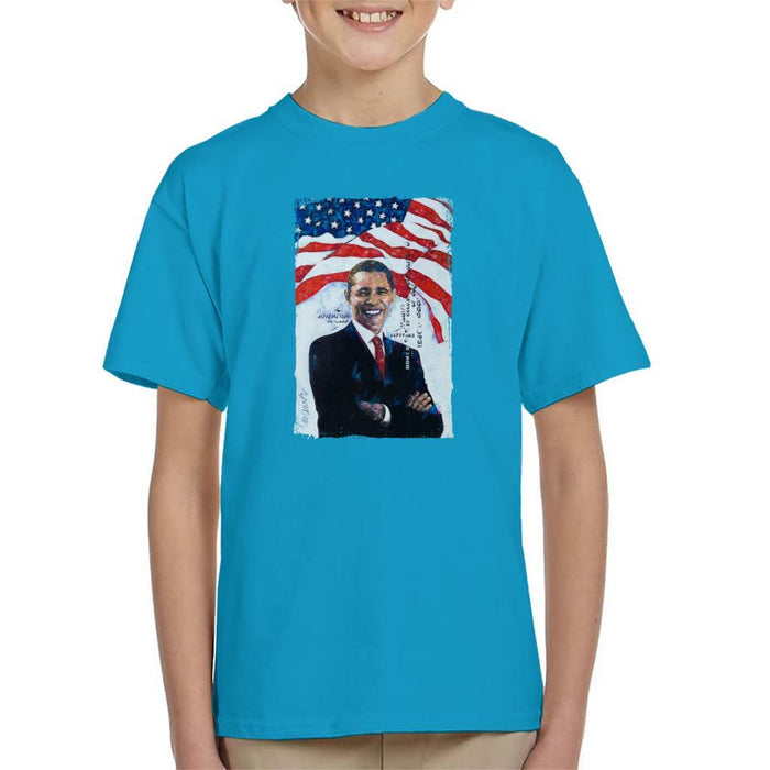 Sidney Maurer Original Portrait Of Barack Obama Kids T-Shirt - Kids Boys T-Shirt