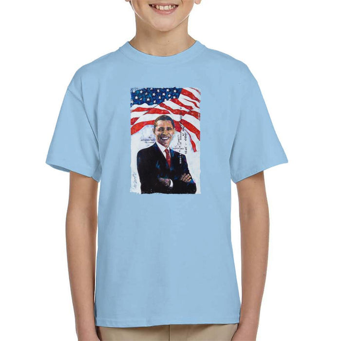 Sidney Maurer Original Portrait Of Barack Obama Kids T-Shirt - Kids Boys T-Shirt