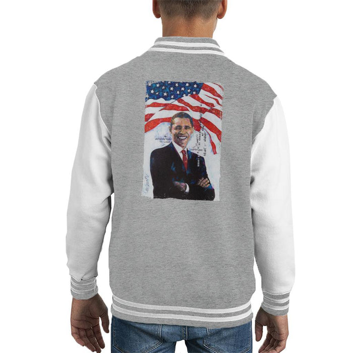 Sidney Maurer Original Portrait Of Barack Obama Kids Varsity Jacket - Kids Boys Varsity Jacket