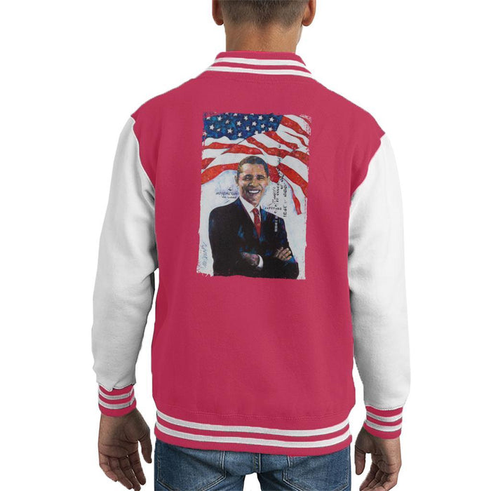 Sidney Maurer Original Portrait Of Barack Obama Kids Varsity Jacket - Kids Boys Varsity Jacket