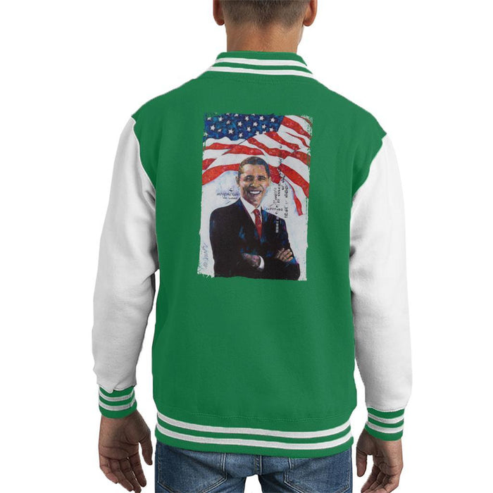 Sidney Maurer Original Portrait Of Barack Obama Kids Varsity Jacket - Kids Boys Varsity Jacket