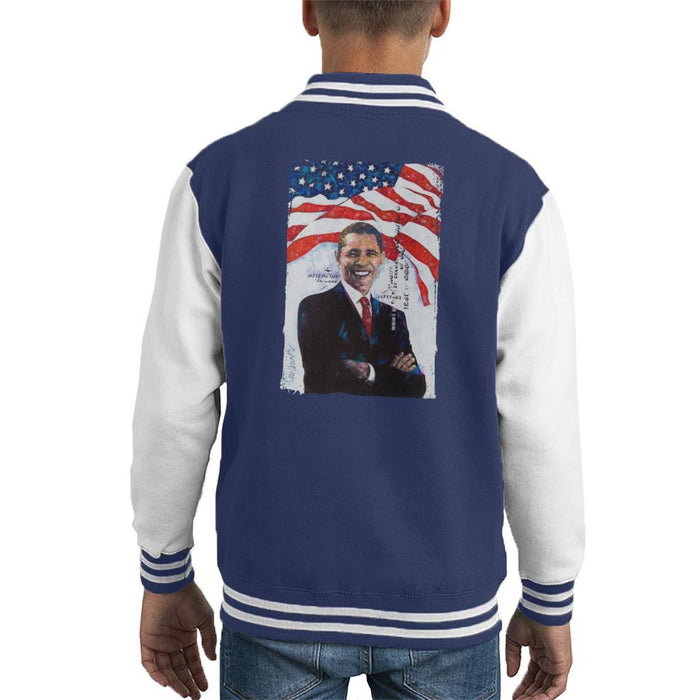Sidney Maurer Original Portrait Of Barack Obama Kids Varsity Jacket - Kids Boys Varsity Jacket