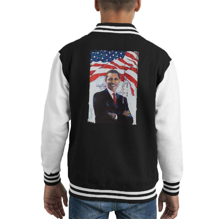 Sidney Maurer Original Portrait Of Barack Obama Kids Varsity Jacket - Kids Boys Varsity Jacket