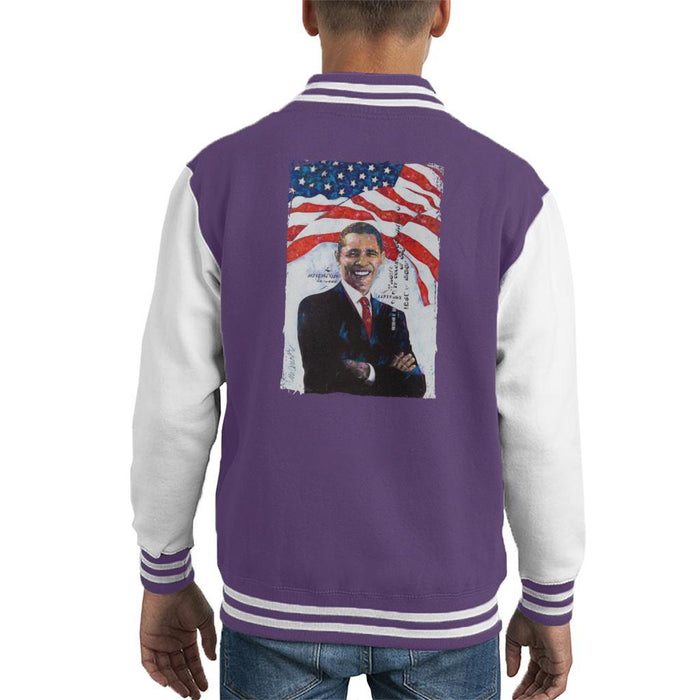 Sidney Maurer Original Portrait Of Barack Obama Kids Varsity Jacket - Kids Boys Varsity Jacket