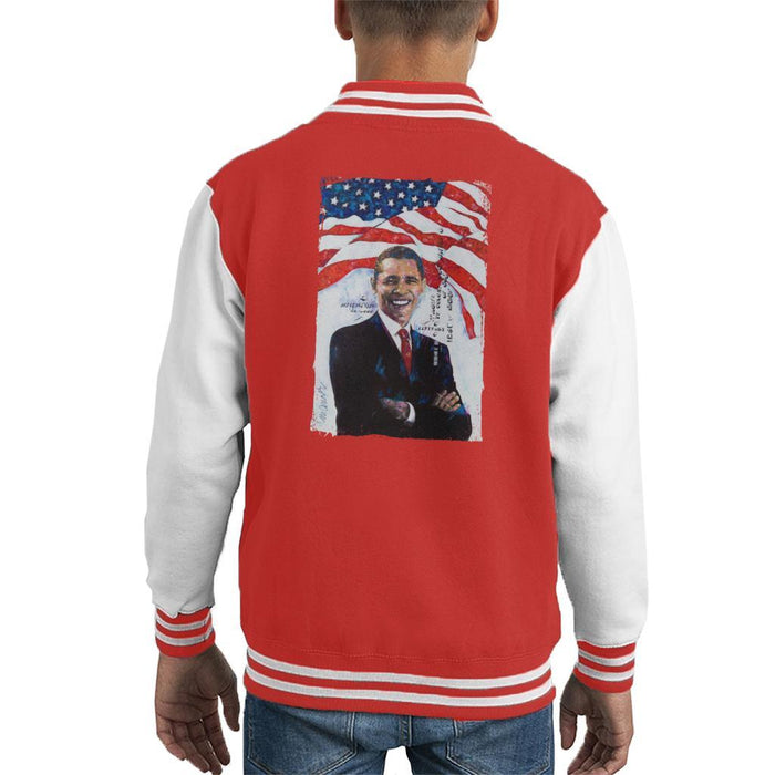 Sidney Maurer Original Portrait Of Barack Obama Kids Varsity Jacket - Kids Boys Varsity Jacket