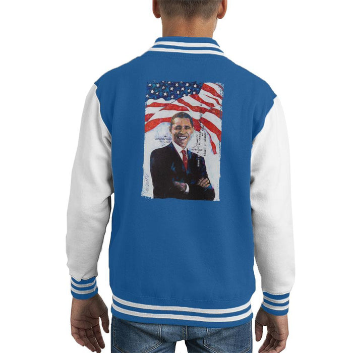 Sidney Maurer Original Portrait Of Barack Obama Kids Varsity Jacket - Kids Boys Varsity Jacket