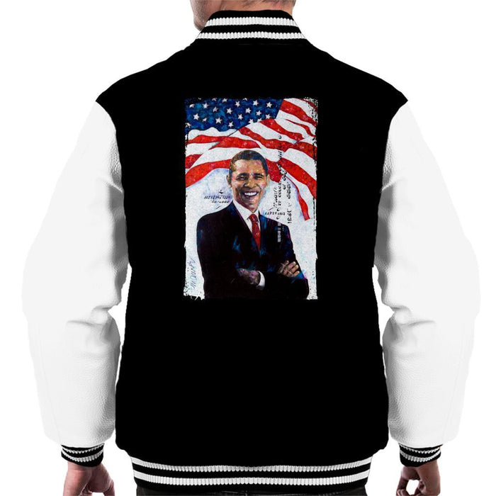 Sidney Maurer Original Portrait Of Barack Obama Mens Varsity Jacket - Mens Varsity Jacket