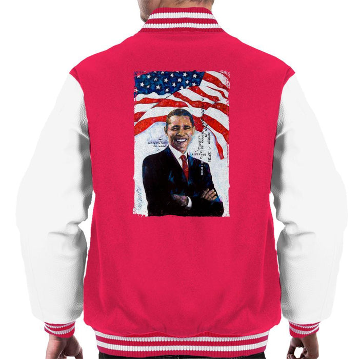 Sidney Maurer Original Portrait Of Barack Obama Mens Varsity Jacket - Mens Varsity Jacket
