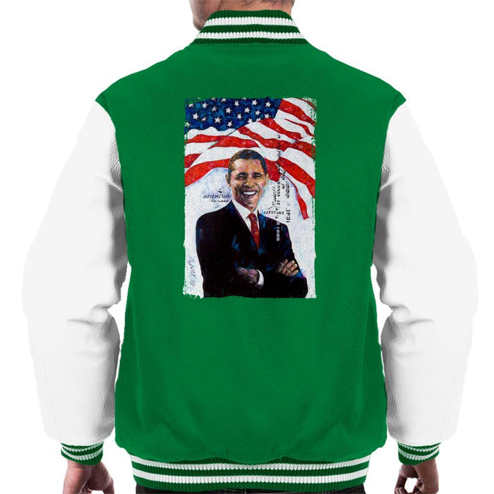 Sidney Maurer Original Portrait Of Barack Obama Mens Varsity Jacket - Mens Varsity Jacket