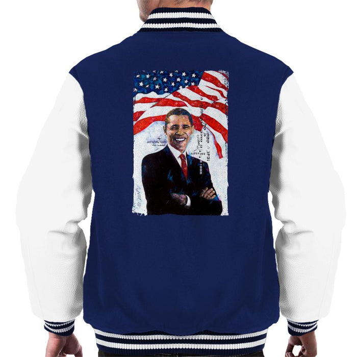 Sidney Maurer Original Portrait Of Barack Obama Mens Varsity Jacket - Mens Varsity Jacket