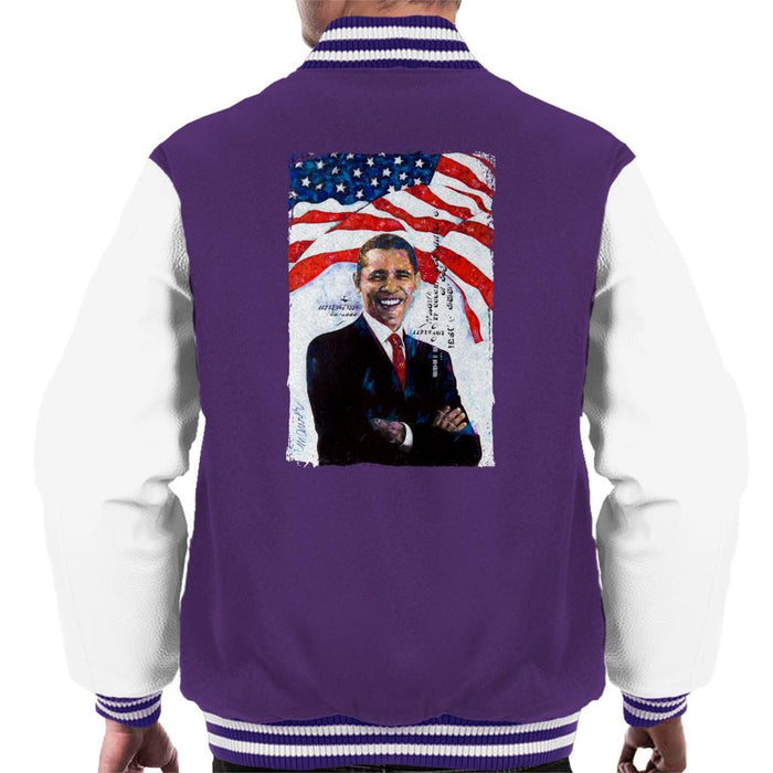 Sidney Maurer Original Portrait Of Barack Obama Mens Varsity Jacket - Mens Varsity Jacket