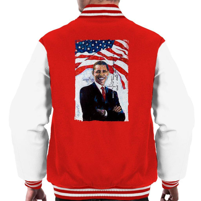 Sidney Maurer Original Portrait Of Barack Obama Mens Varsity Jacket - Mens Varsity Jacket