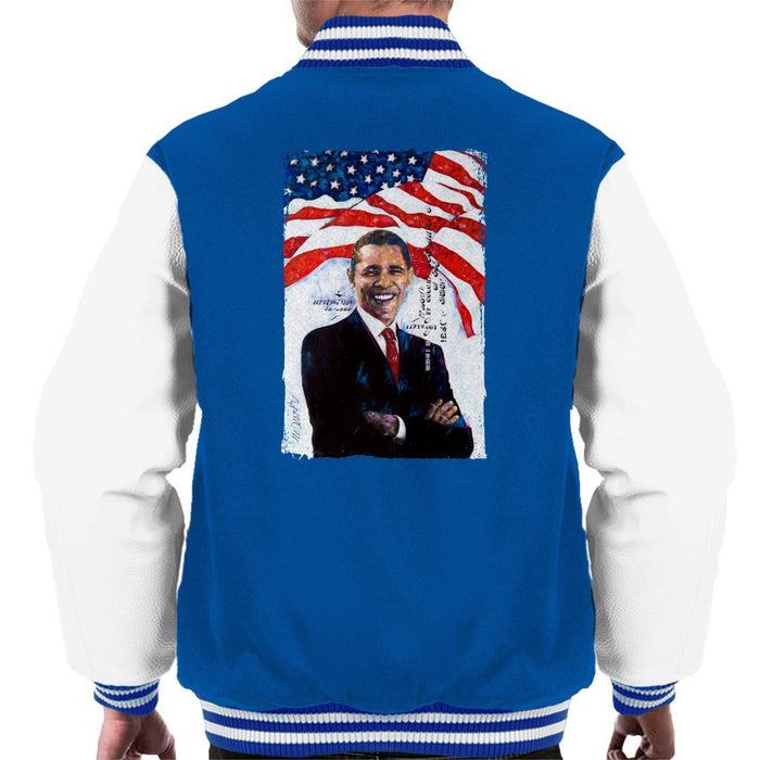 Sidney Maurer Original Portrait Of Barack Obama Mens Varsity Jacket - Mens Varsity Jacket