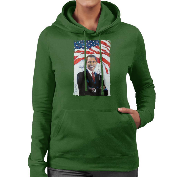 Sidney Maurer Original Portrait Of Barack Obama Womens Hooded Sweatshirt - Womens Hooded Sweatshirt