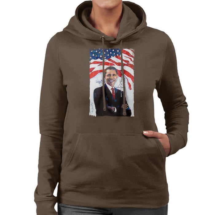 Sidney Maurer Original Portrait Of Barack Obama Womens Hooded Sweatshirt - Womens Hooded Sweatshirt