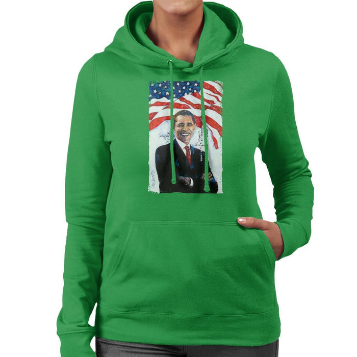 Sidney Maurer Original Portrait Of Barack Obama Womens Hooded Sweatshirt - Womens Hooded Sweatshirt