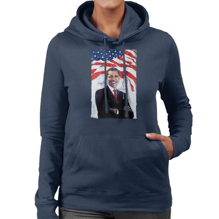 Sidney Maurer Original Portrait Of Barack Obama Womens Hooded Sweatshirt - Womens Hooded Sweatshirt