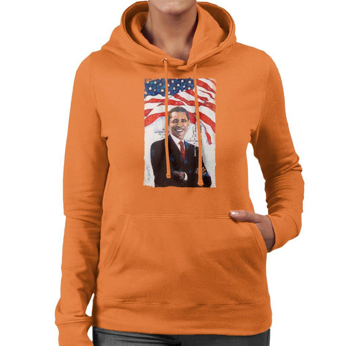 Sidney Maurer Original Portrait Of Barack Obama Womens Hooded Sweatshirt - Womens Hooded Sweatshirt