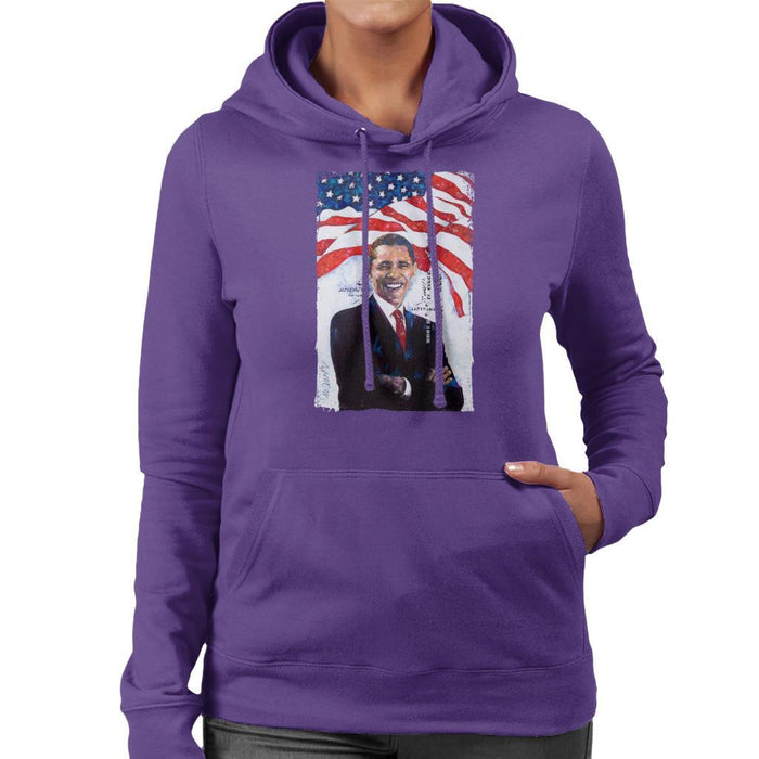 Sidney Maurer Original Portrait Of Barack Obama Womens Hooded Sweatshirt - Womens Hooded Sweatshirt