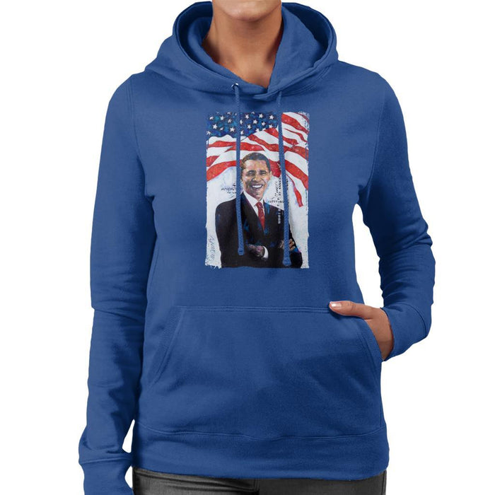 Sidney Maurer Original Portrait Of Barack Obama Womens Hooded Sweatshirt - Womens Hooded Sweatshirt
