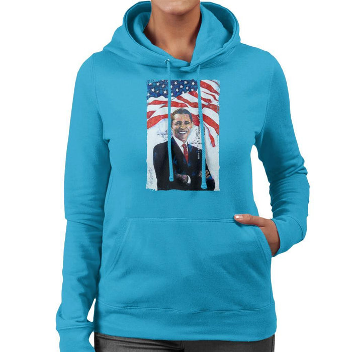 Sidney Maurer Original Portrait Of Barack Obama Womens Hooded Sweatshirt - Womens Hooded Sweatshirt