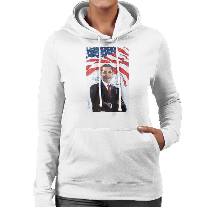Sidney Maurer Original Portrait Of Barack Obama Womens Hooded Sweatshirt - Womens Hooded Sweatshirt