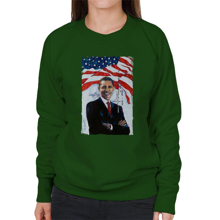 Sidney Maurer Original Portrait Of Barack Obama Womens Sweatshirt - Womens Sweatshirt